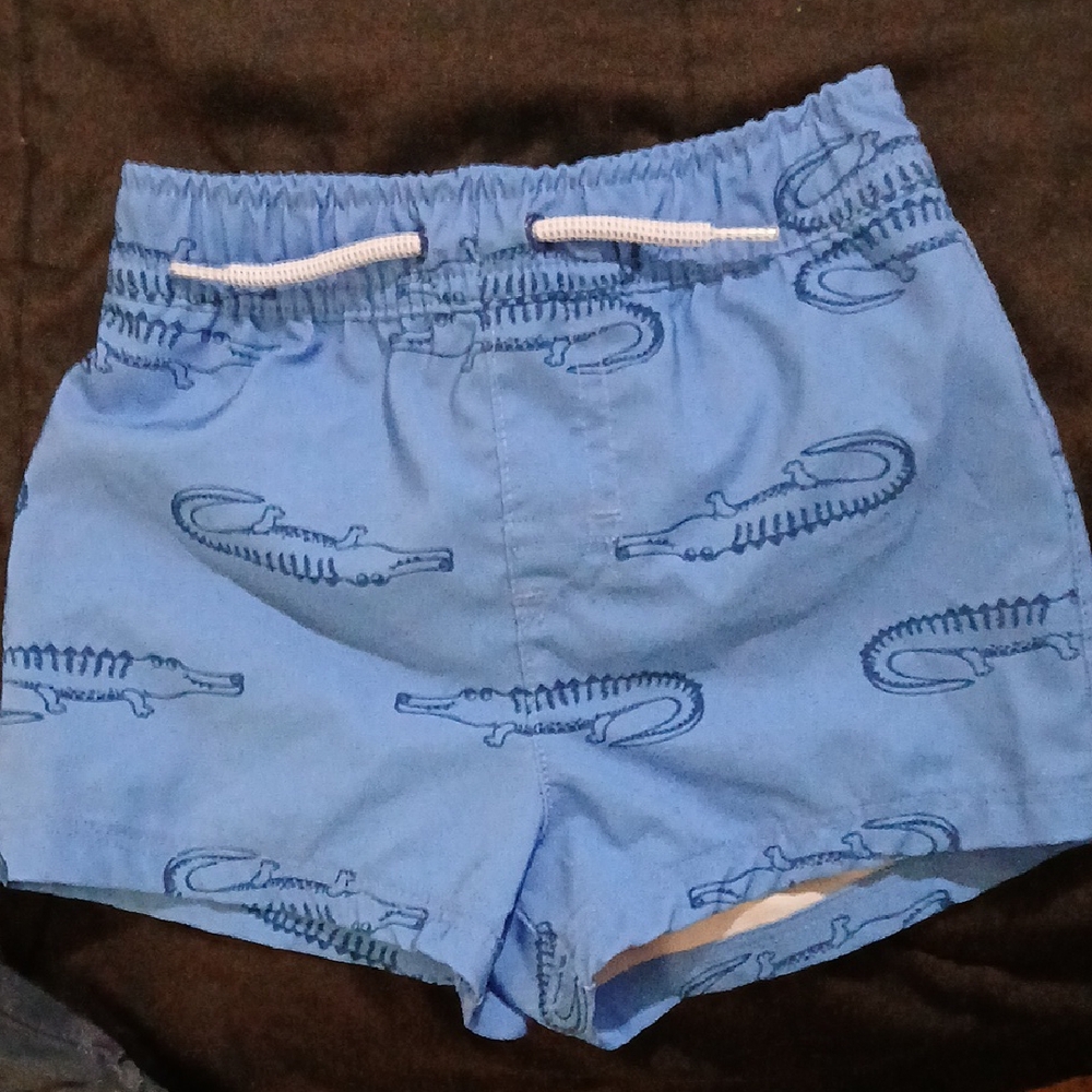 Blue Crocodile Print Swim Shorts